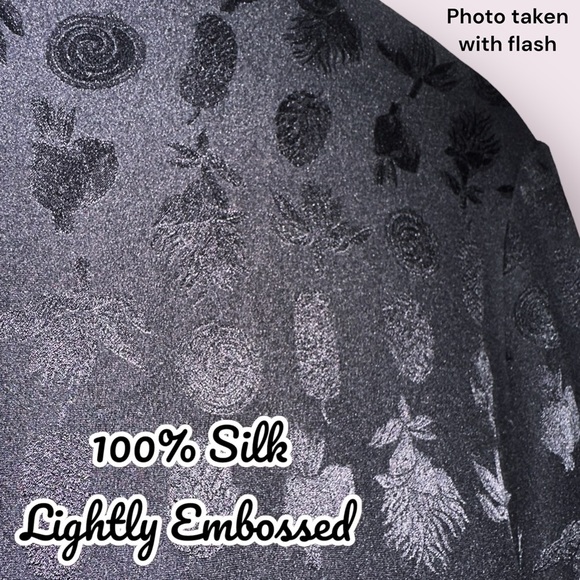 The Row Silk Blouse Black Long Sleeve Jacquard White Mock Neck Collar Size 6 - Picture 6 of 15